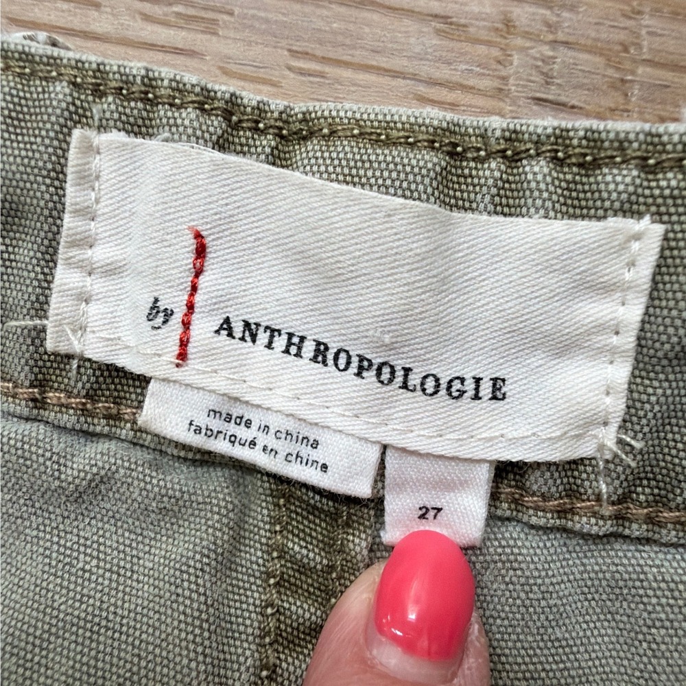 Anthropologie Womens Cargo Pants Size 27 Cropped Lyocell Green Utility Boho Pant - Picture 2 of 9